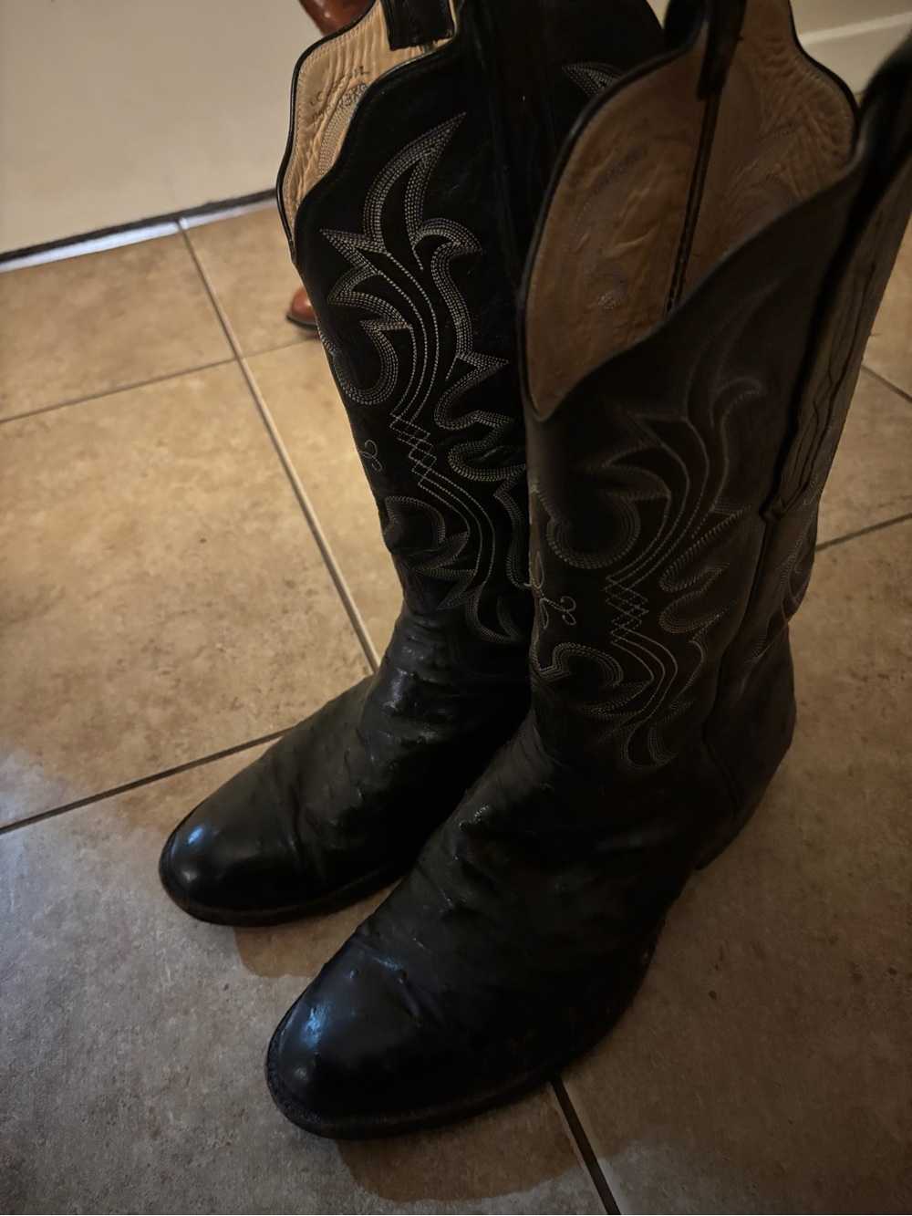 Vintage T.O. Stanley Custom Handmade Full Quill Ostrich Cowboy Boots Men’s 10.5
